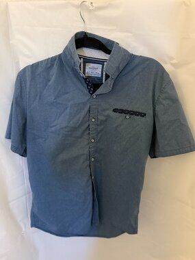 Craft+Flow Blue Short Sleeve Button Down Shirt S